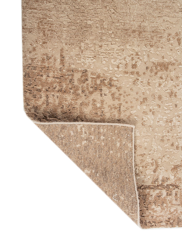 entropy beige and brown wool hand knotted Rug - Perspective