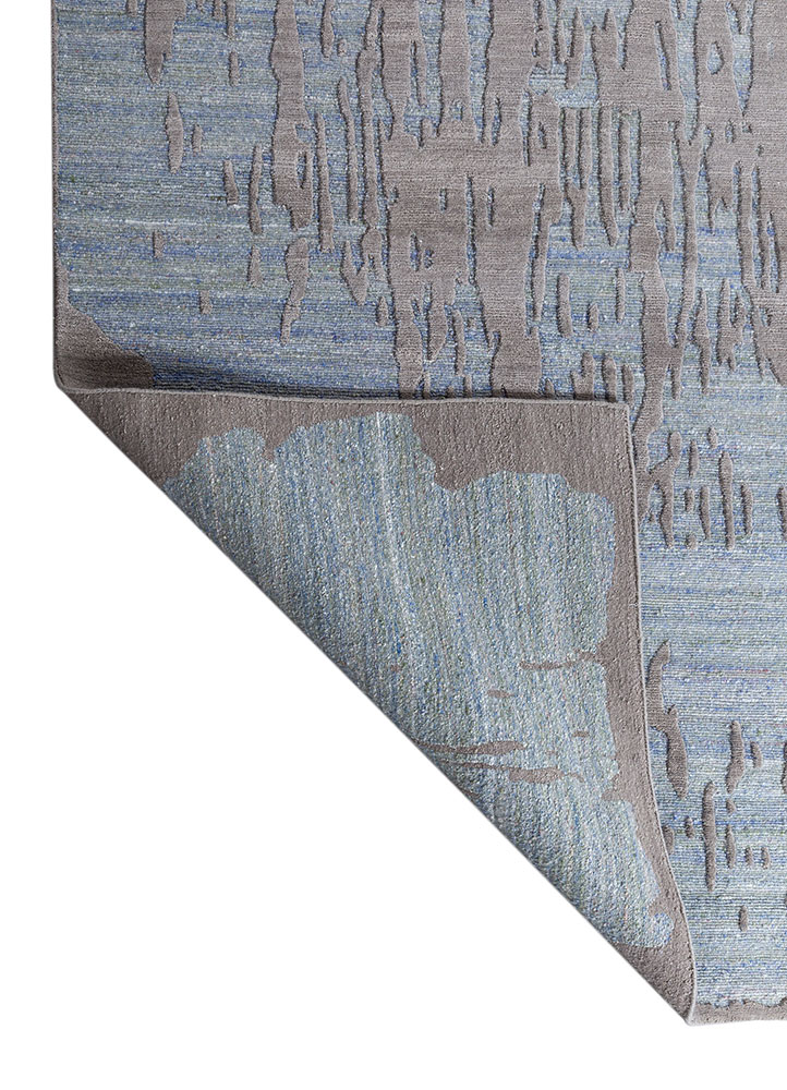 aprezo grey and black nylon hand knotted Rug - Perspective