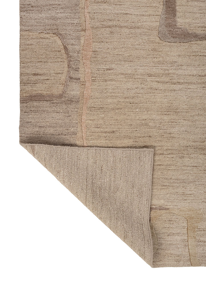 entropy beige and brown wool and silk hand knotted Rug - Perspective