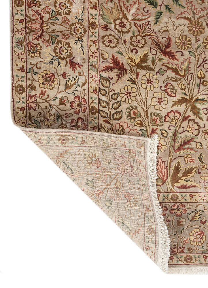 gulmarg beige and brown silk hand knotted Rug - Perspective