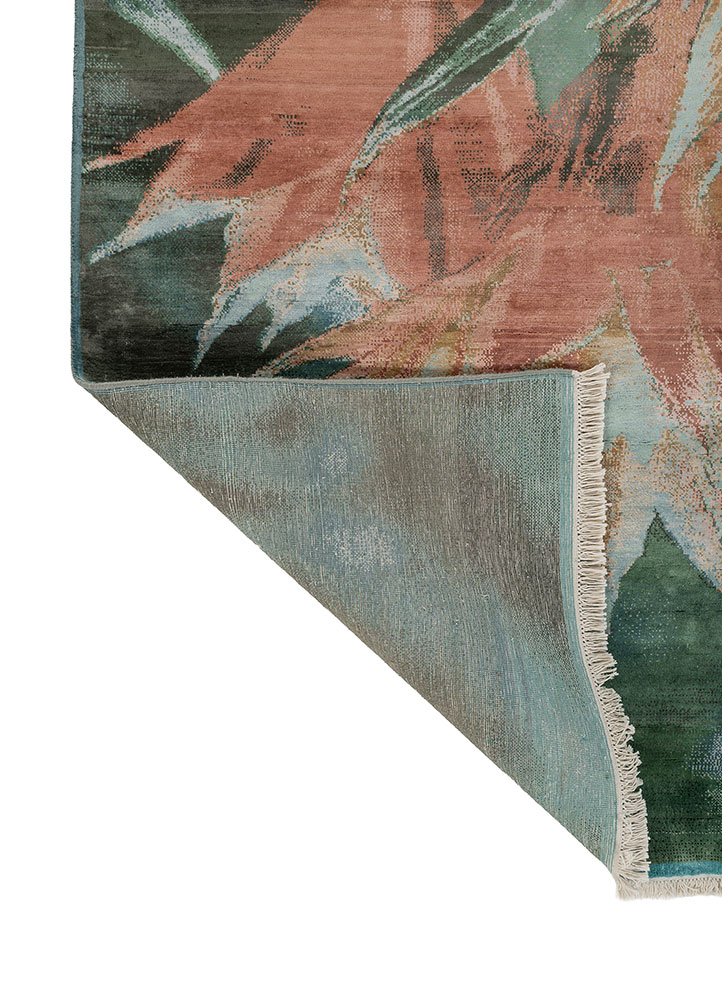 pansy beige and brown silk hand knotted Rug - Perspective