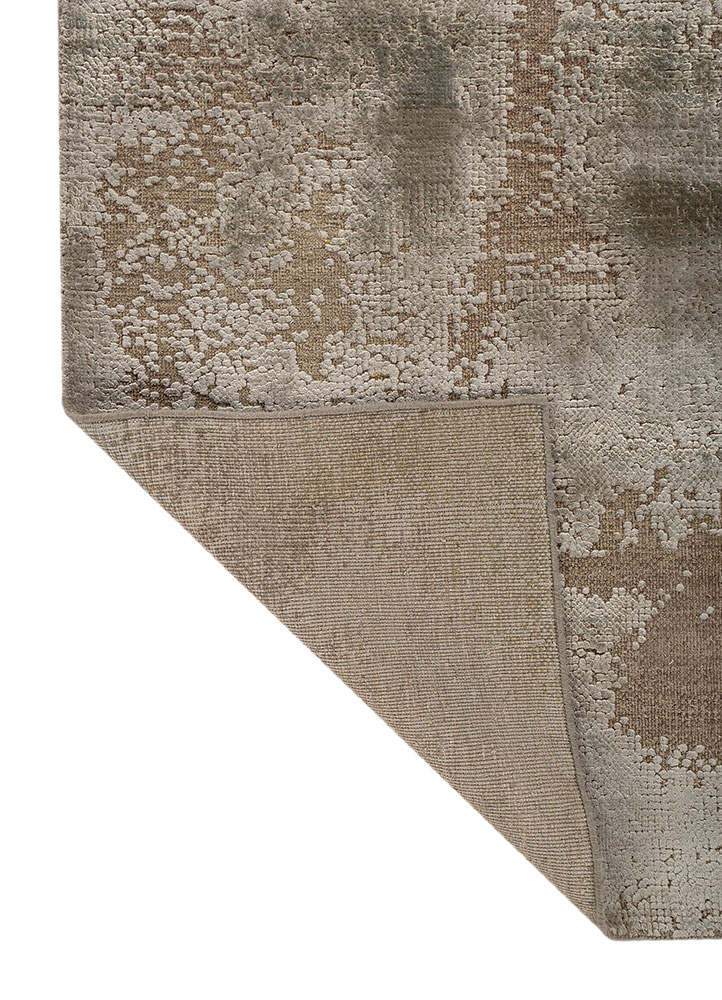 uvenuti beige and brown wool and bamboo silk hand knotted Rug - Perspective