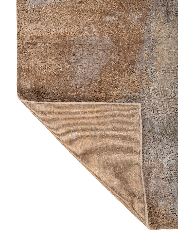 entropy blue wool and bamboo silk hand knotted Rug - Perspective