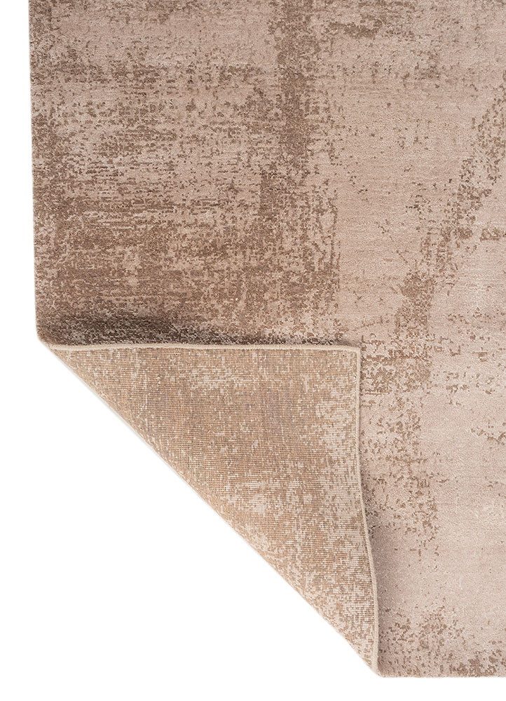 entropy beige and brown wool and bamboo silk hand knotted Rug - Perspective