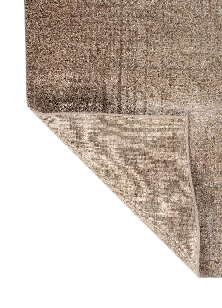 entropy beige and brown wool and bamboo silk hand knotted Rug - Perspective