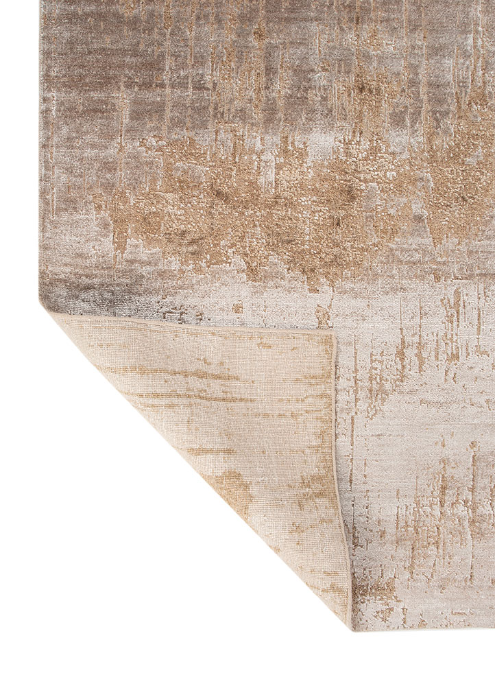 entropy ivory wool and bamboo silk hand knotted Rug - Perspective