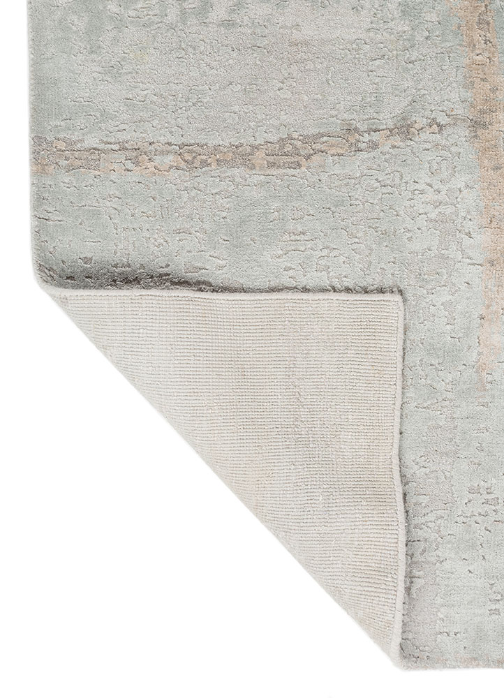 entropy grey and black wool and bamboo silk hand knotted Rug - Perspective