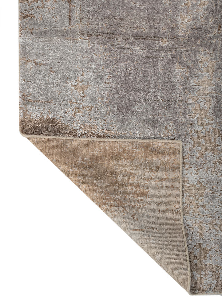 entropy ivory wool and bamboo silk hand knotted Rug - Perspective