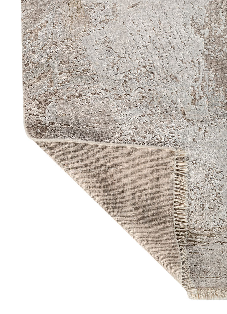 entropy ivory wool and bamboo silk hand knotted Rug - Perspective