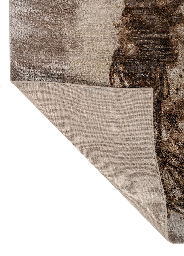 entropy ivory wool and bamboo silk hand knotted Rug - Perspective