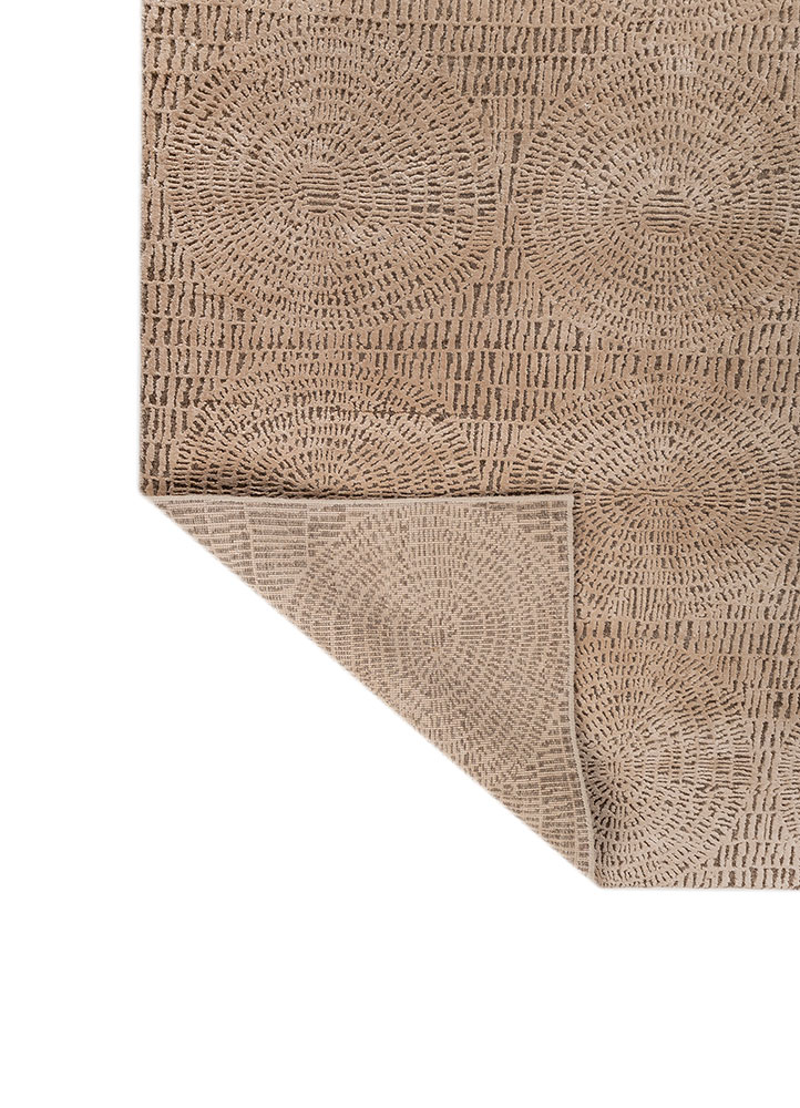 azalea beige and brown wool and bamboo silk hand knotted Rug - Perspective