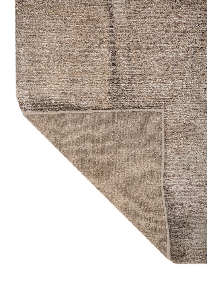 entropy beige and brown wool and bamboo silk hand knotted Rug - Perspective