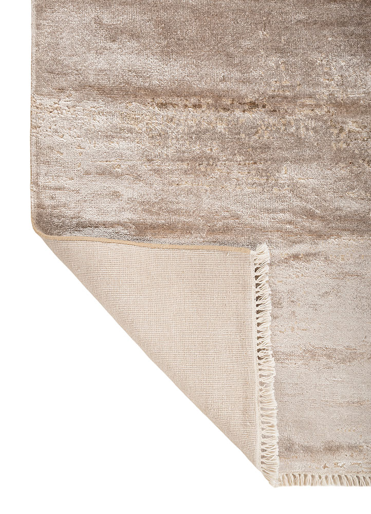 aprezo beige and brown wool and bamboo silk hand knotted Rug - Perspective