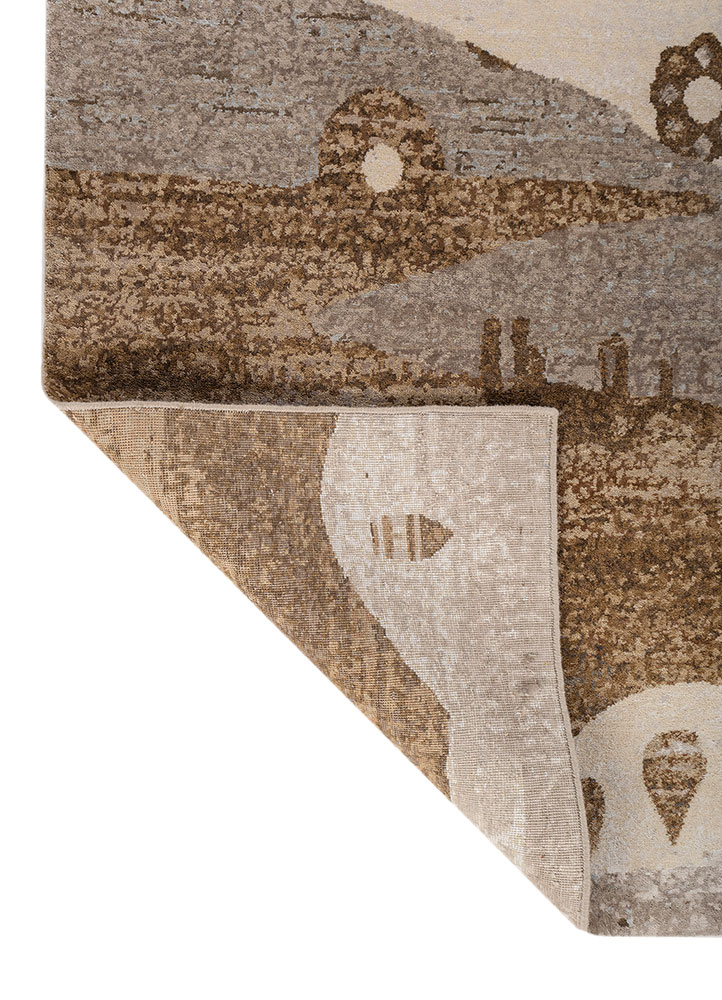 whispers of the desert ivory wool and bamboo silk hand knotted Rug - Perspective