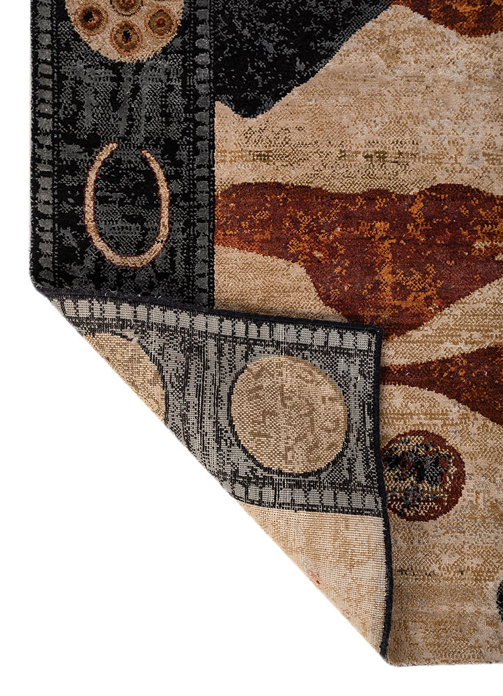 whispers of the desert beige and brown wool and bamboo silk hand knotted Rug - Perspective