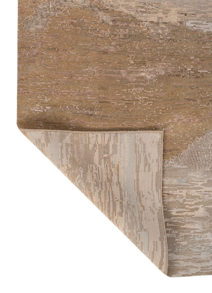 whispers of the desert beige and brown wool and bamboo silk hand knotted Rug - Perspective