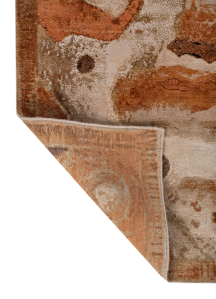 whispers of the desert ivory wool and bamboo silk hand knotted Rug - Perspective