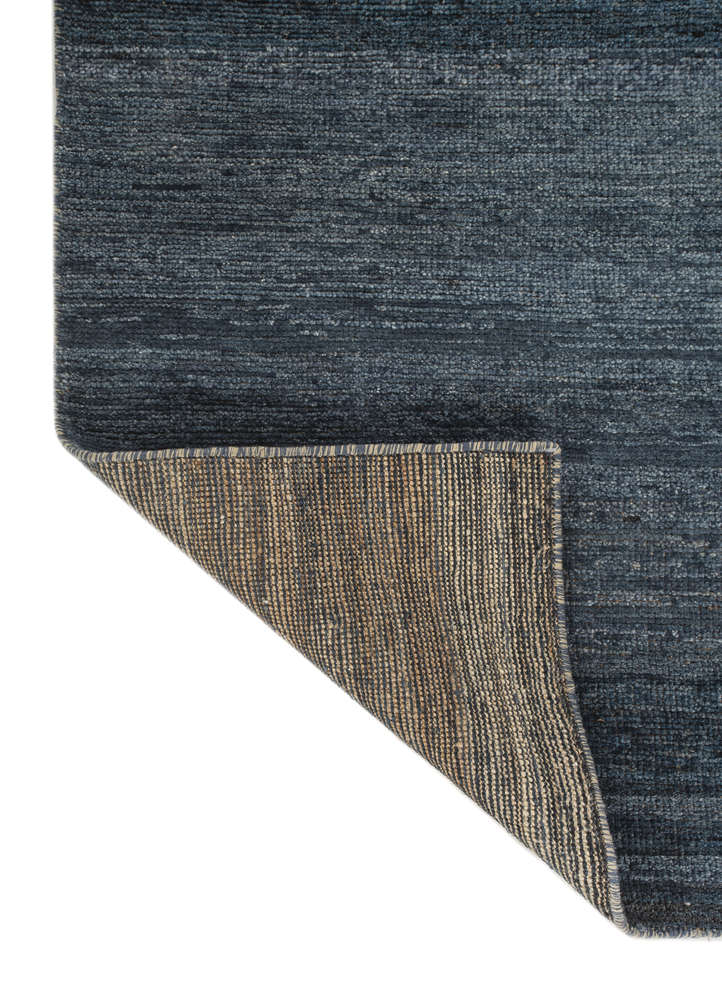 blythe blue wool hand knotted Rug - Perspective