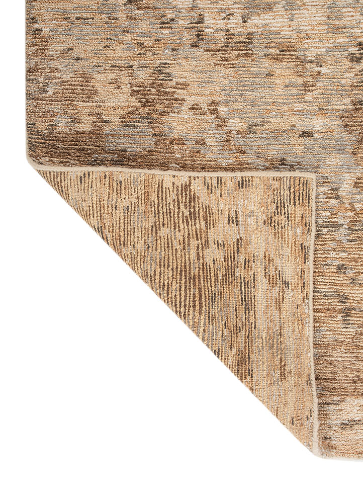 entropy beige and brown wool hand knotted Rug - Perspective