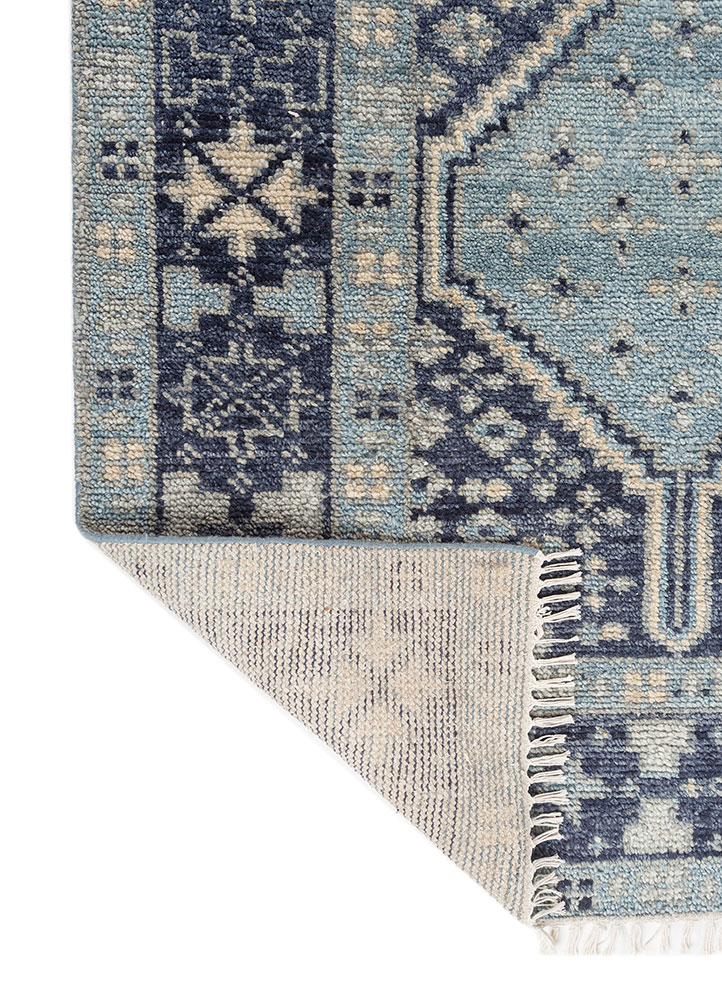 erbe blue wool hand knotted Rug - Perspective