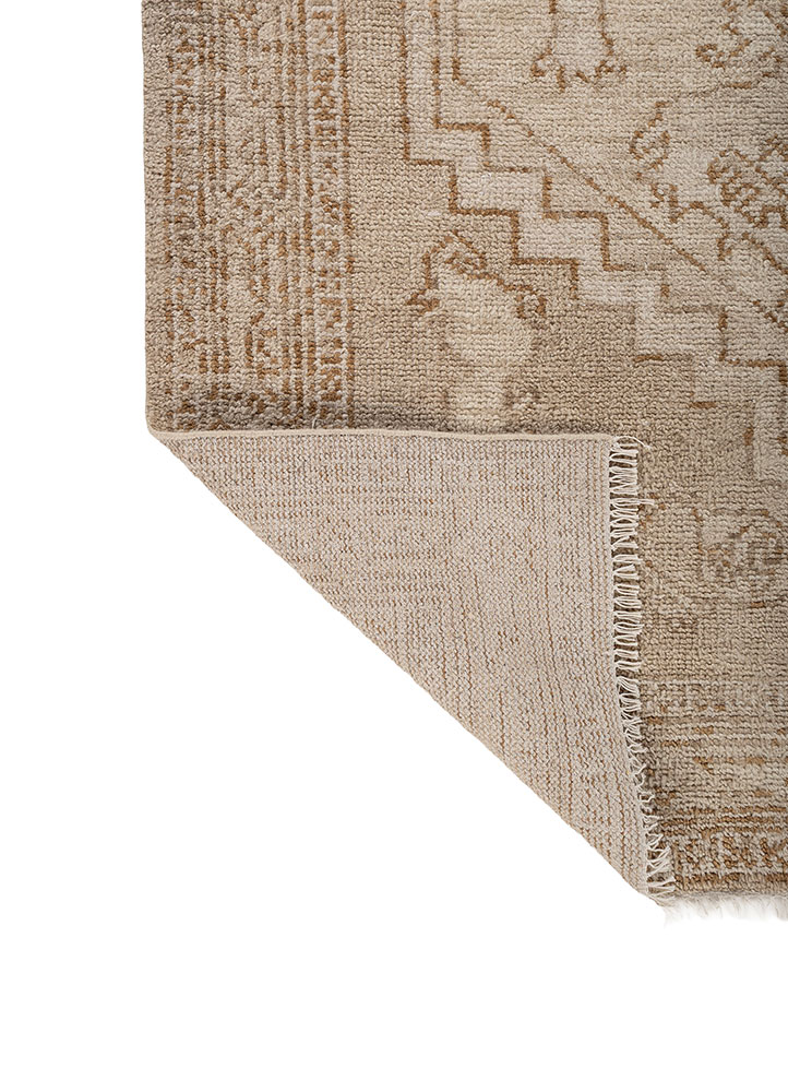 thyme beige and brown wool hand knotted Rug - Perspective