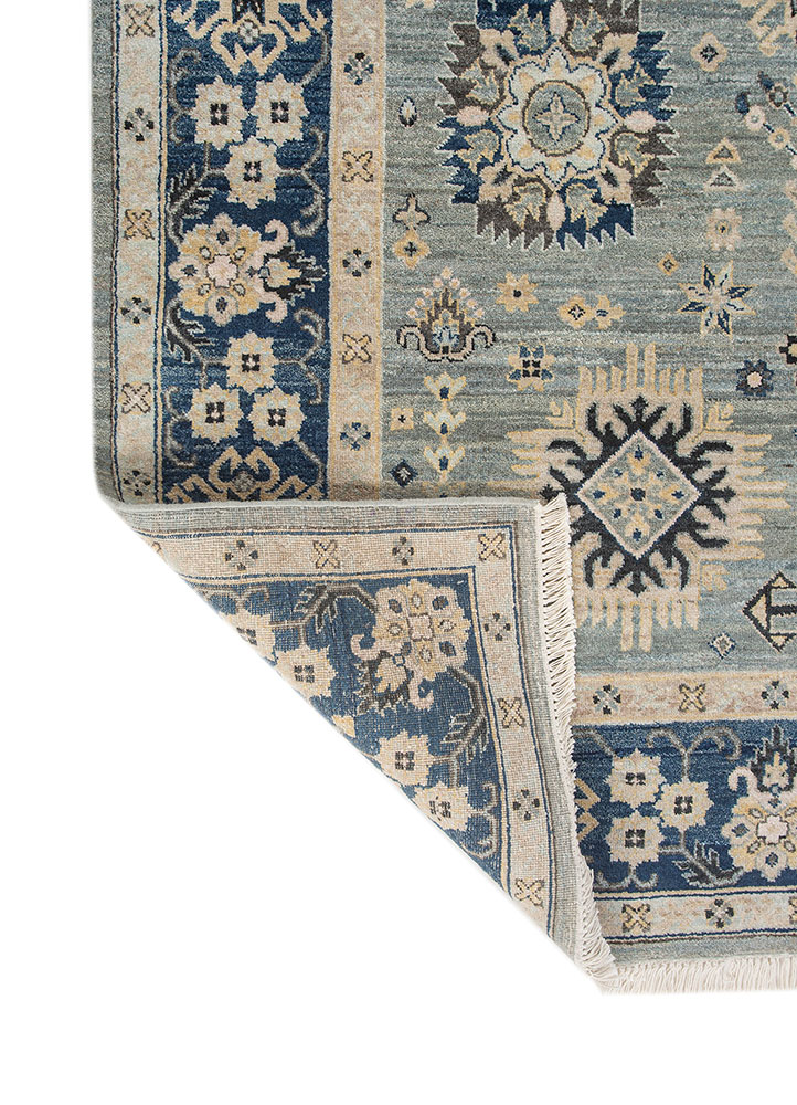 erbe blue wool hand knotted Rug - Perspective