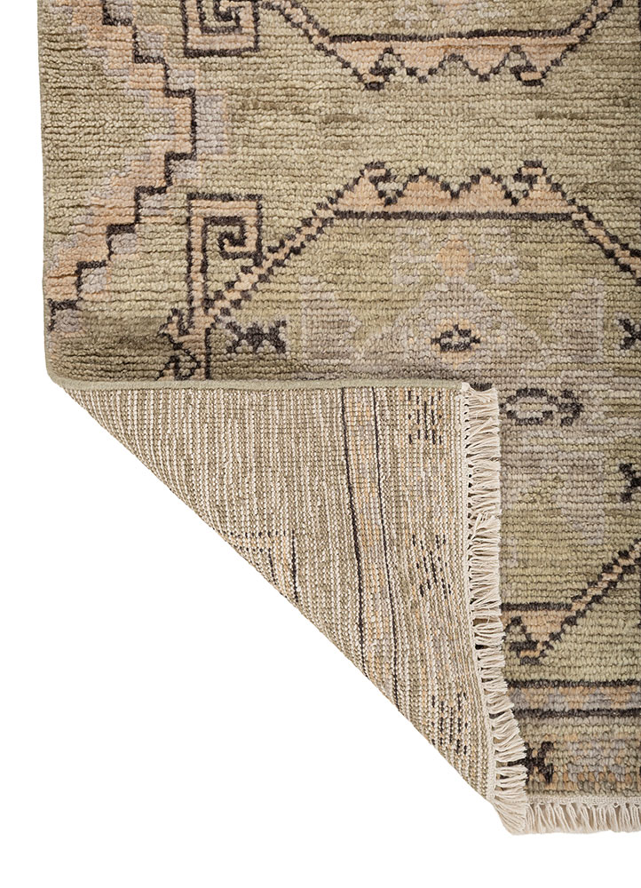 thyme green wool hand knotted Rug - Perspective
