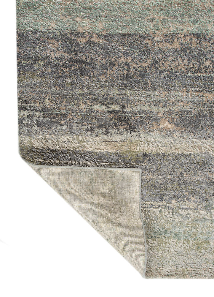 entropy ivory wool and silk hand knotted Rug - Perspective