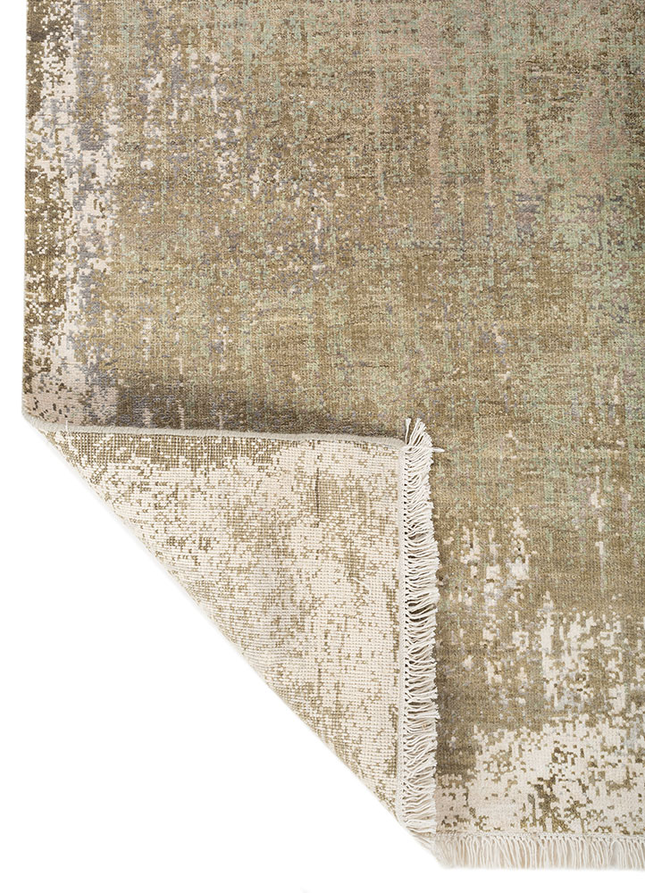 entropy ivory wool and silk hand knotted Rug - Perspective