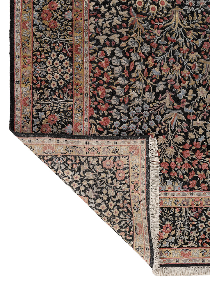 aurora grey and black wool and silk hand knotted Rug - Perspective