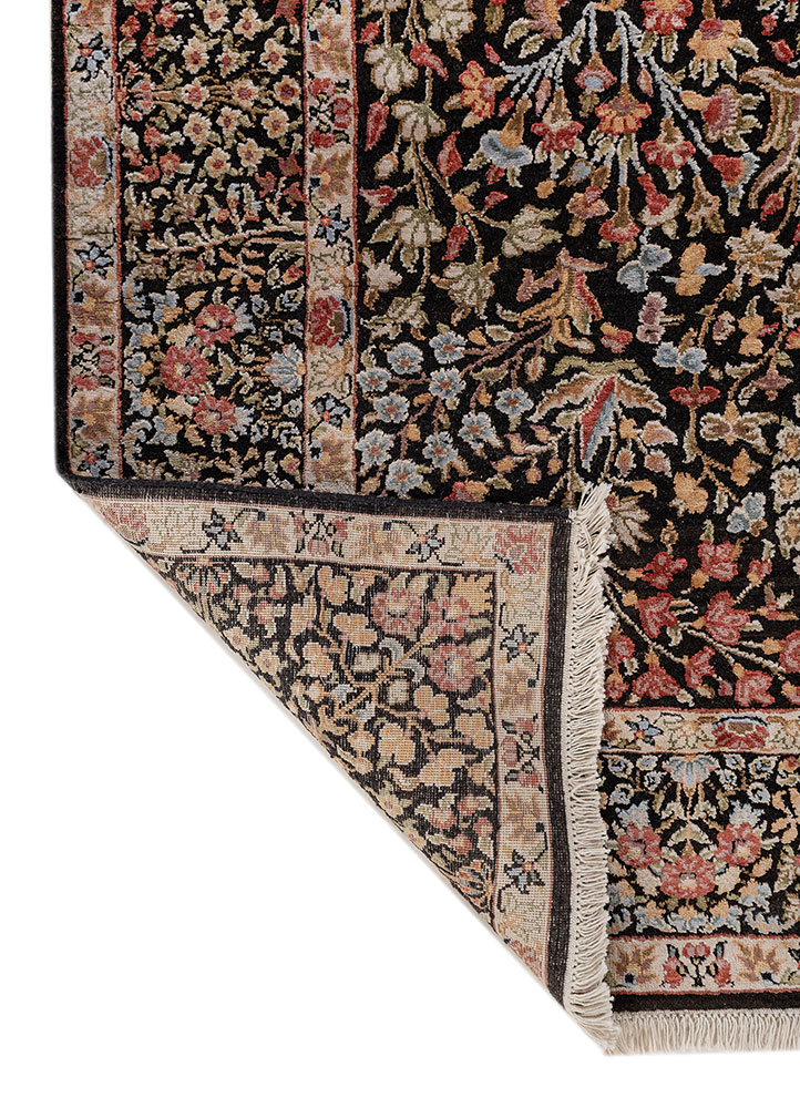 aurora blue wool and silk hand knotted Rug - Perspective