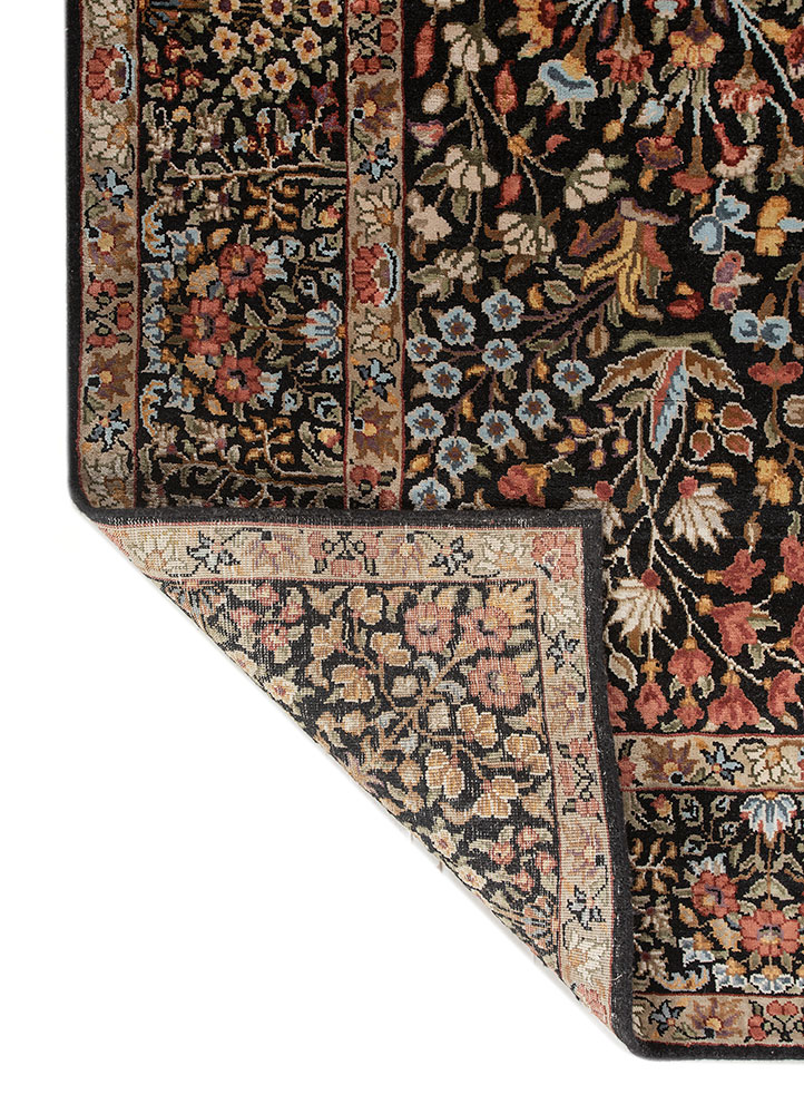 aurora grey and black wool and silk hand knotted Rug - Perspective