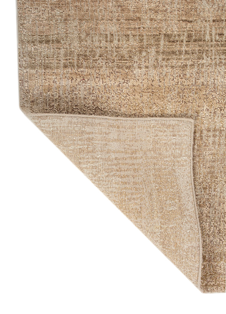 entropy beige and brown wool and silk hand knotted Rug - Perspective