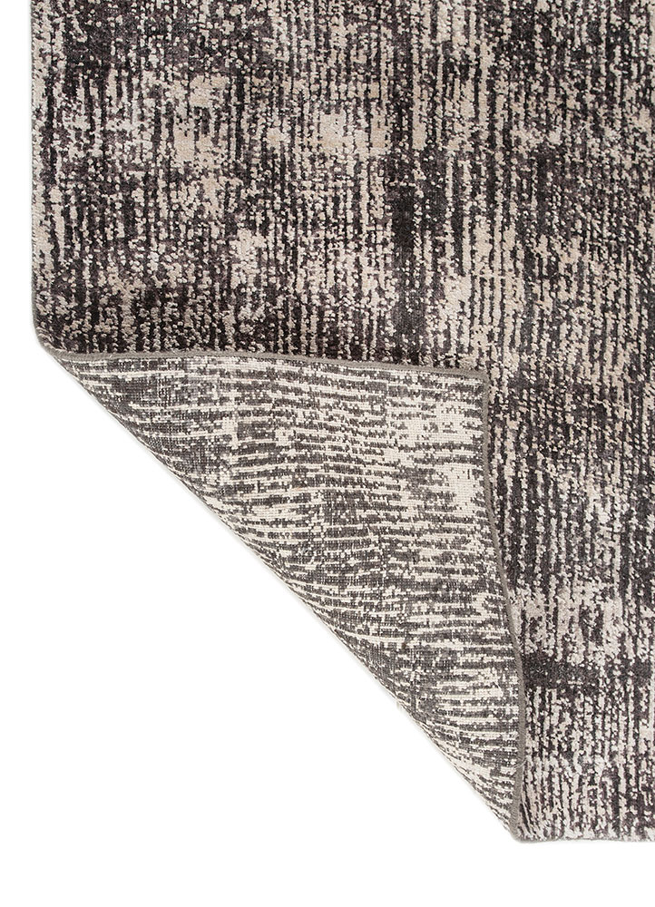 entropy ivory wool and silk hand knotted Rug - Perspective