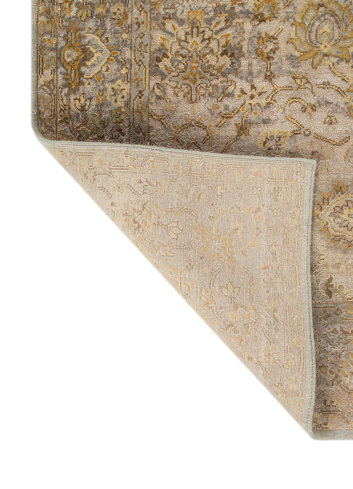 aurora blue wool and silk hand knotted Rug - Perspective