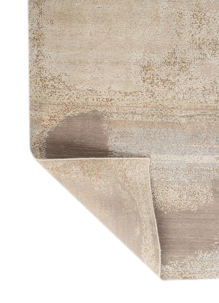 entropy ivory wool and silk hand knotted Rug - Perspective