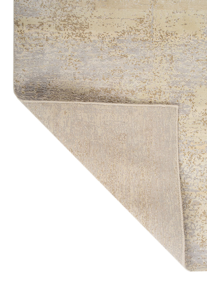 entropy ivory wool and silk hand knotted Rug - Perspective