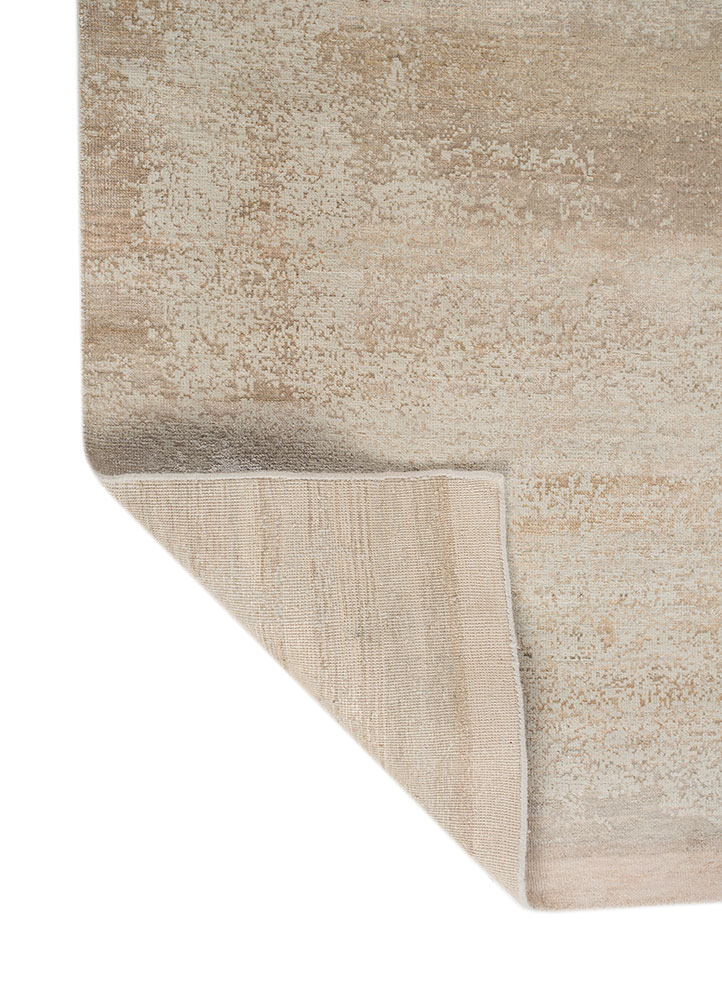 entropy beige and brown wool and silk hand knotted Rug - Perspective