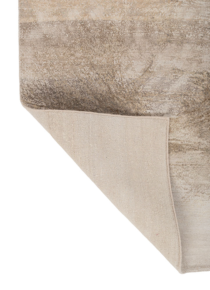 entropy ivory wool and silk hand knotted Rug - Perspective