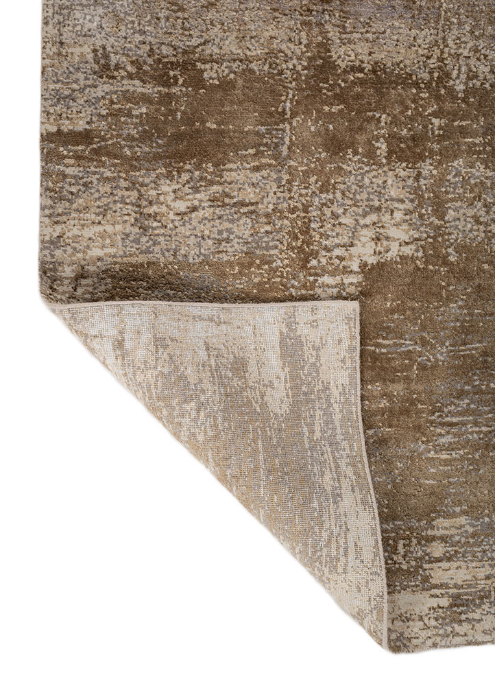 entropy ivory wool and silk hand knotted Rug - Perspective