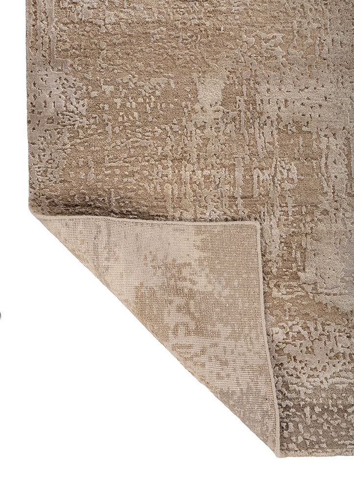 aprezo beige and brown wool and silk hand knotted Rug - Perspective