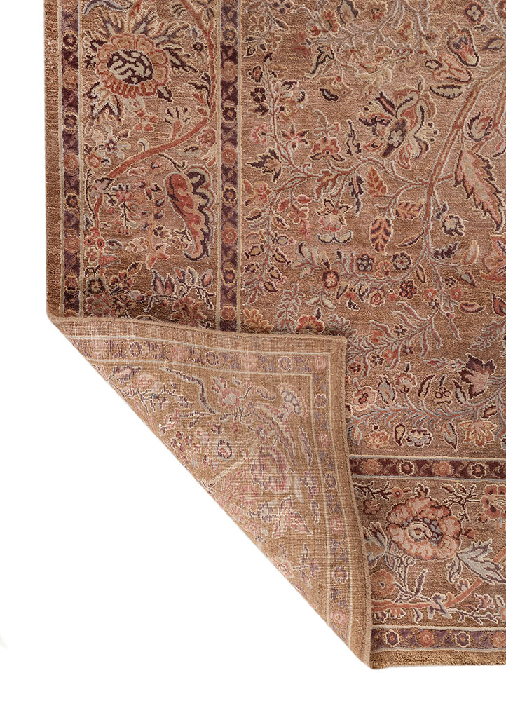 gulmarg red and orange wool and silk hand knotted Rug - Perspective