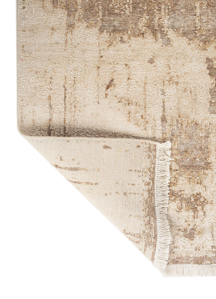 entropy ivory wool and silk hand knotted Rug - Perspective