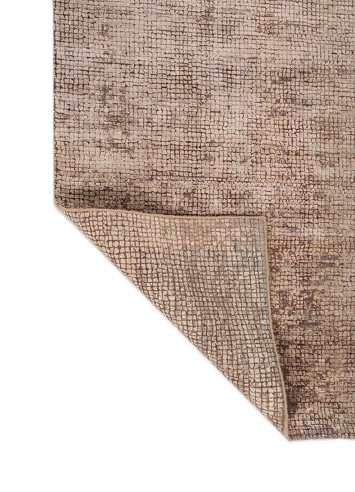entropy red and orange wool and bamboo silk hand knotted Rug - Perspective