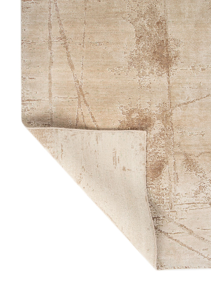 entropy beige and brown wool and silk hand knotted Rug - Perspective
