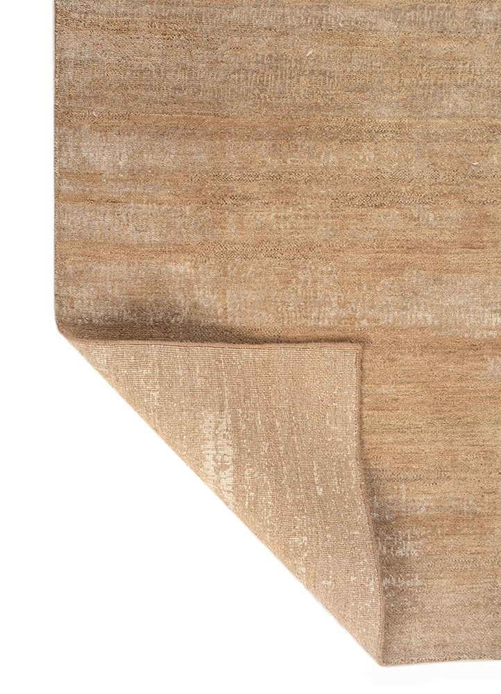 entropy beige and brown wool and silk hand knotted Rug - Perspective