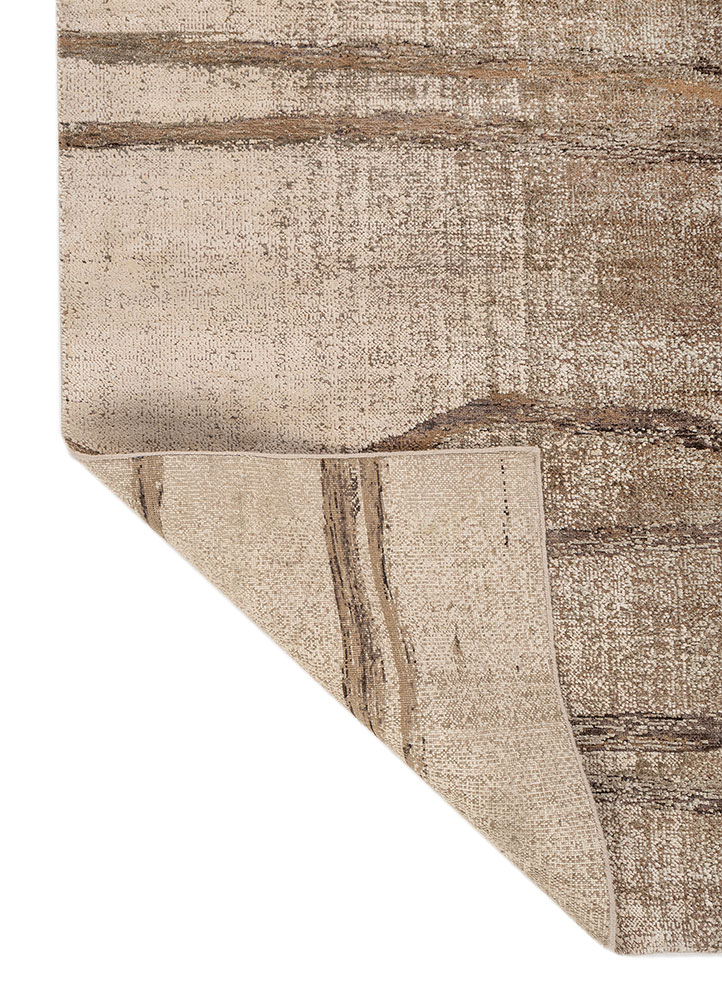 entropy ivory wool and silk hand knotted Rug - Perspective