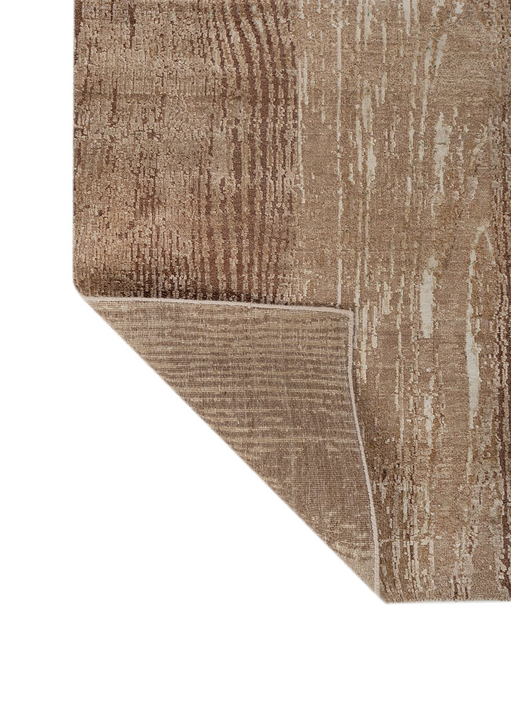 entropy ivory wool and silk hand knotted Rug - Perspective