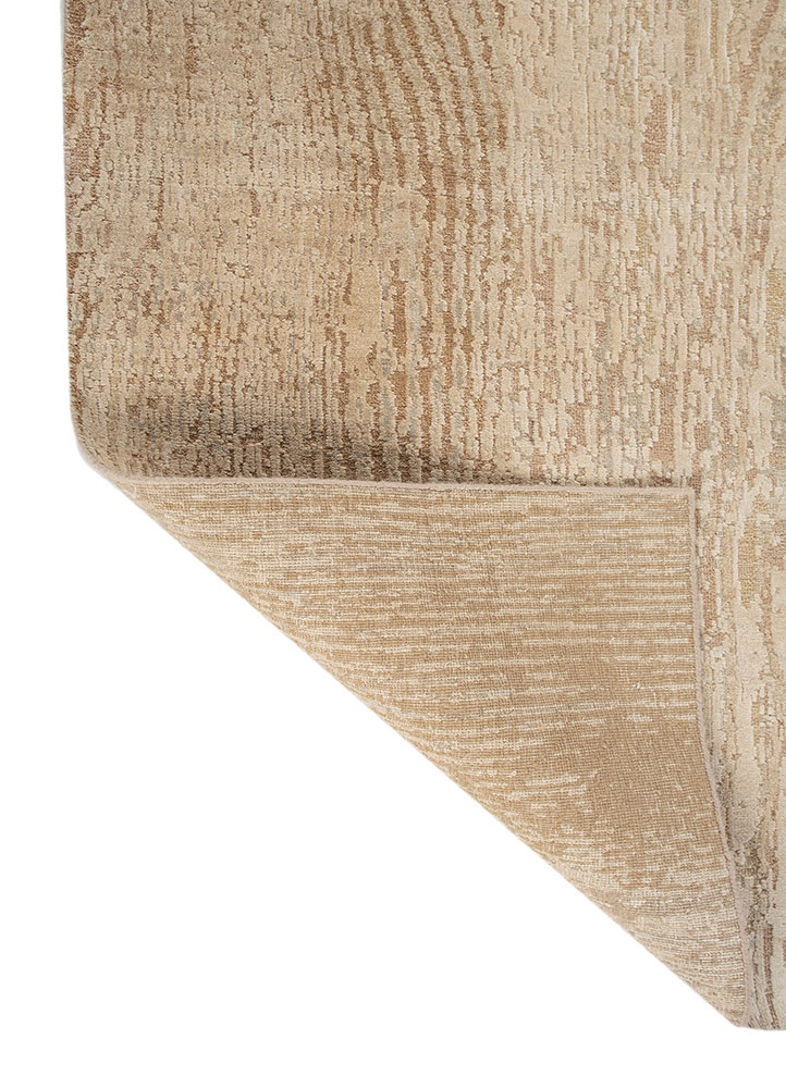 entropy beige and brown wool and silk hand knotted Rug - Perspective