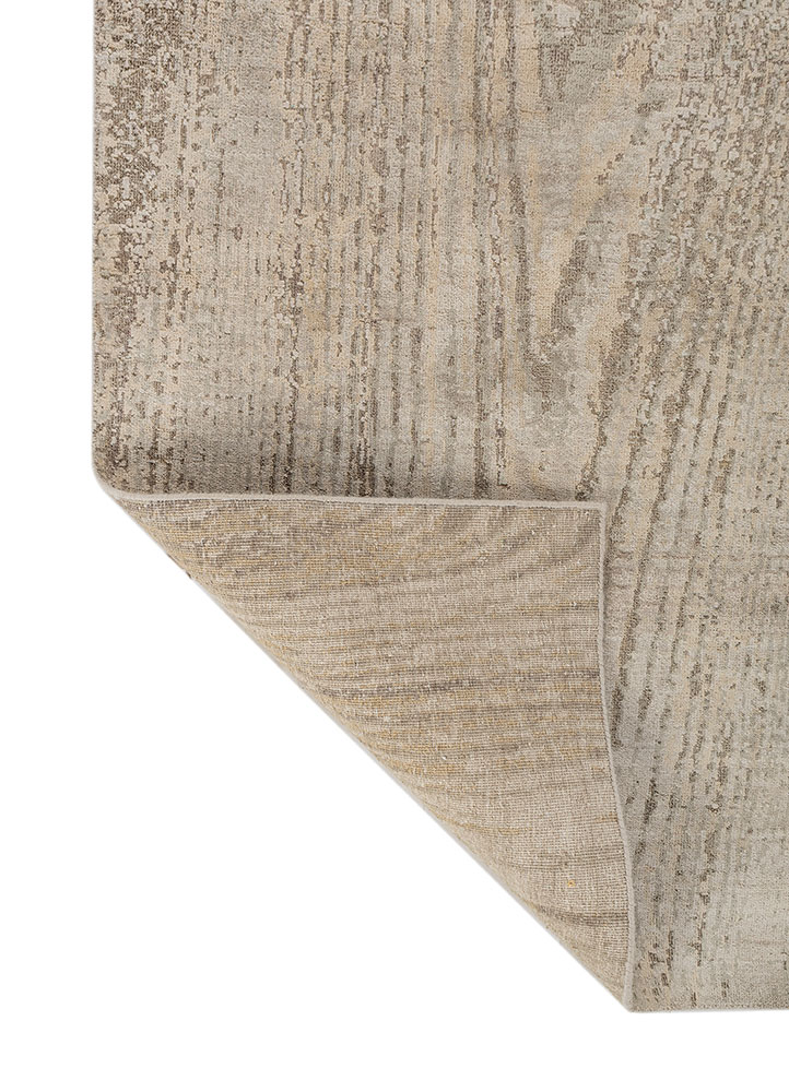 entropy beige and brown wool and silk hand knotted Rug - Perspective